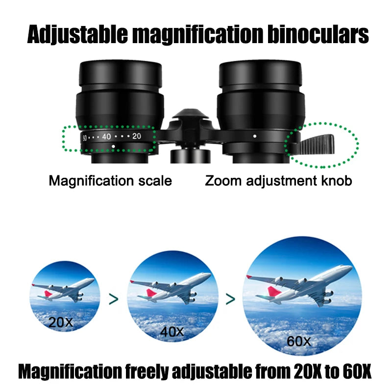 BORWOLF 20-60X70 Binoculars Telescope HD  Bak4 Prism Professional Zoom Powerful for Hunting Bird Watching