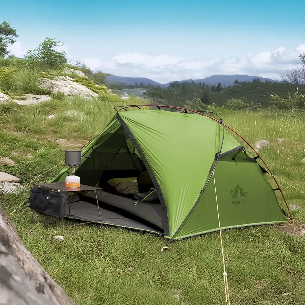 Night Cat Ultralight Backpacking Tent: Waterproof Lightweight Two People Camping Tent for Outdoor Hiking Trekking with Double Layers Aluminum Poles and Footprint 1- 2 Persons