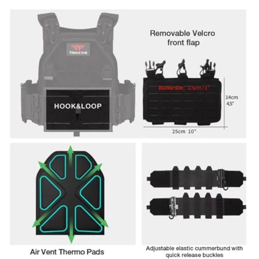 Tactical Outdoor Vest for Men Quick Release Laser-Cutting Modular Vest for Trainning Hiking... TAN