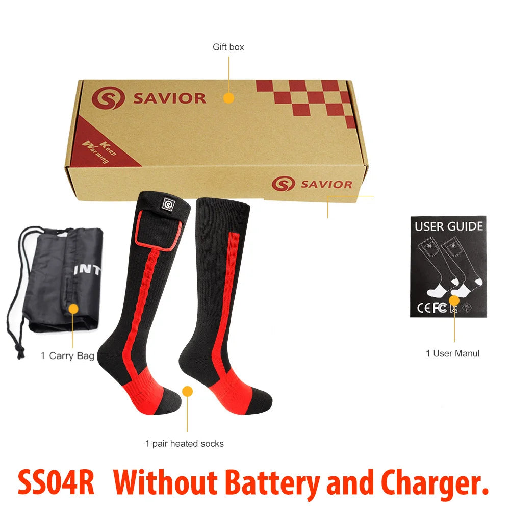 SNOW DEER Winter Heated Sock Rechargeable Battery Stocking Women Electric Heating Ski Socks Sports Man Thermal with Warmer Foot