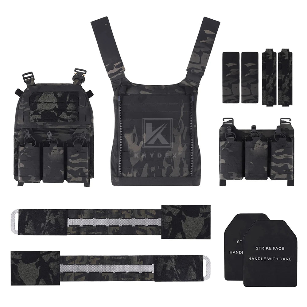 KRYDEX Tactical FCPC V5 Plate Carrier Vest Tegris Cummerbund 5.56 Triple Magazine Pouch Cobra Shoulder Buckle Airsoft Men Vest