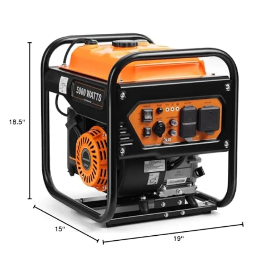 5000W Inverter Generator Gas Powered, Open Frame Generator, Portable Outdoor Power Equipment, Emergency Home Backup, RV Ready 3