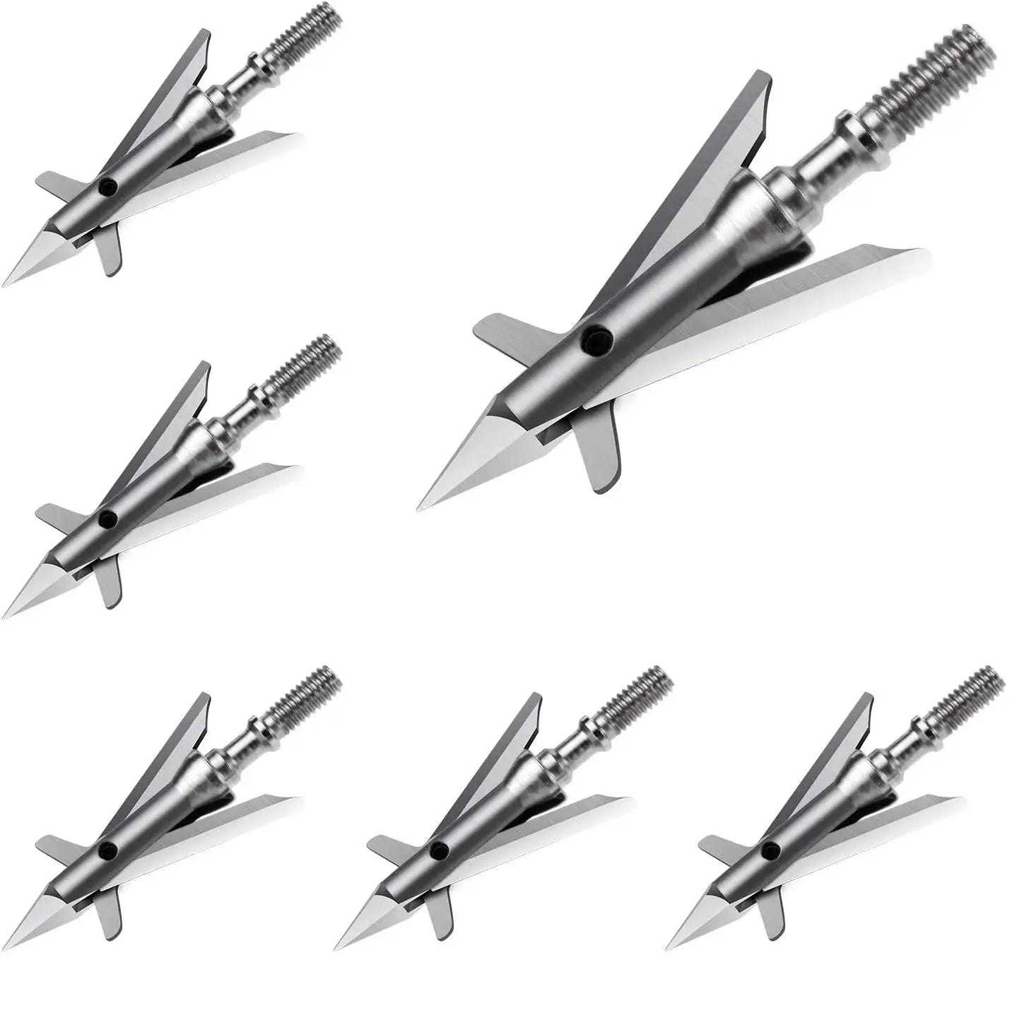 6pcs Hunting Broadheads 100 Grain 420 Stainless Steel 2 Blades for Compound & Recurve Bows, Razor Sharp