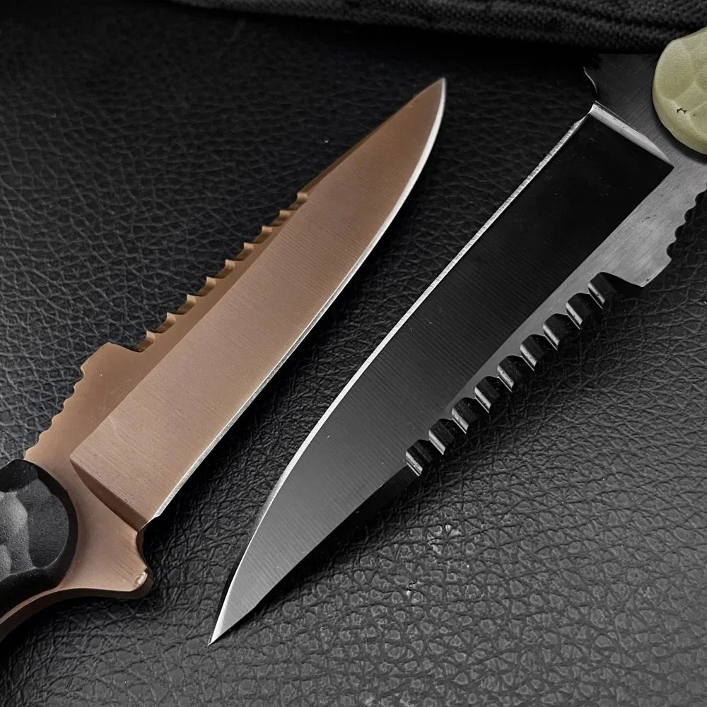 High-hardness Fixed-blade Knife with Sheath, 7Cr13Mov Blade, Nylon Fiber Handle, Survival, Camping, and Outdoor Knife, Jungle Carry, Adventure, Cutting, Rescue, Mountaineering, and Hiking Tool—perfect As A Gift