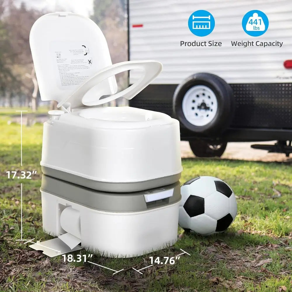 Portable Toilet 6.34 Gallon Camping Porta Potty with Paper and Detergent Collection, Leak-Proof Outdoor RV Porta Potty with Leve