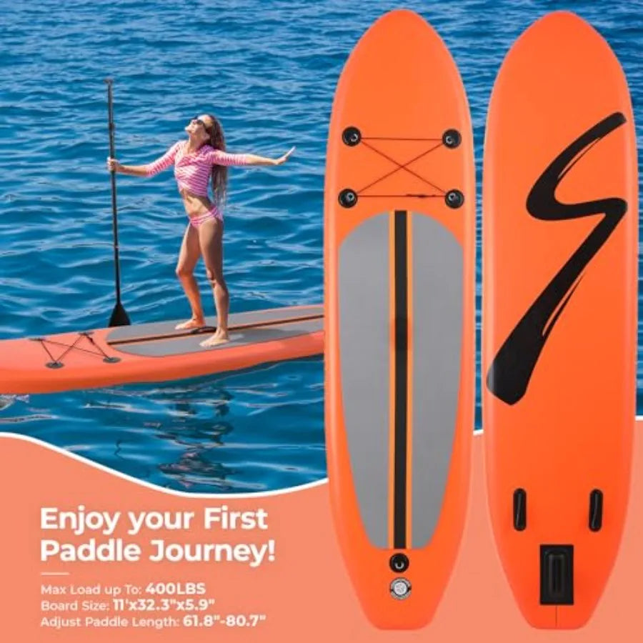 Inflatable Stand Up Paddle Board for outdoor water sports PVC material blue color ultra-stable 3-fin design and 400LBS capacity