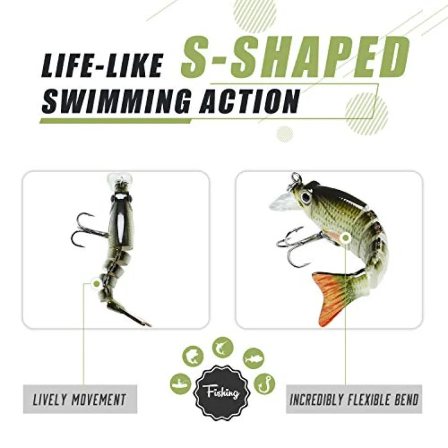Swimmax Easy Catch Fishing Lures with BKK Hooks, Wiggling, Vibrating, Rattling and Gurgling for More Bites, Heavy-Duty Dyneema