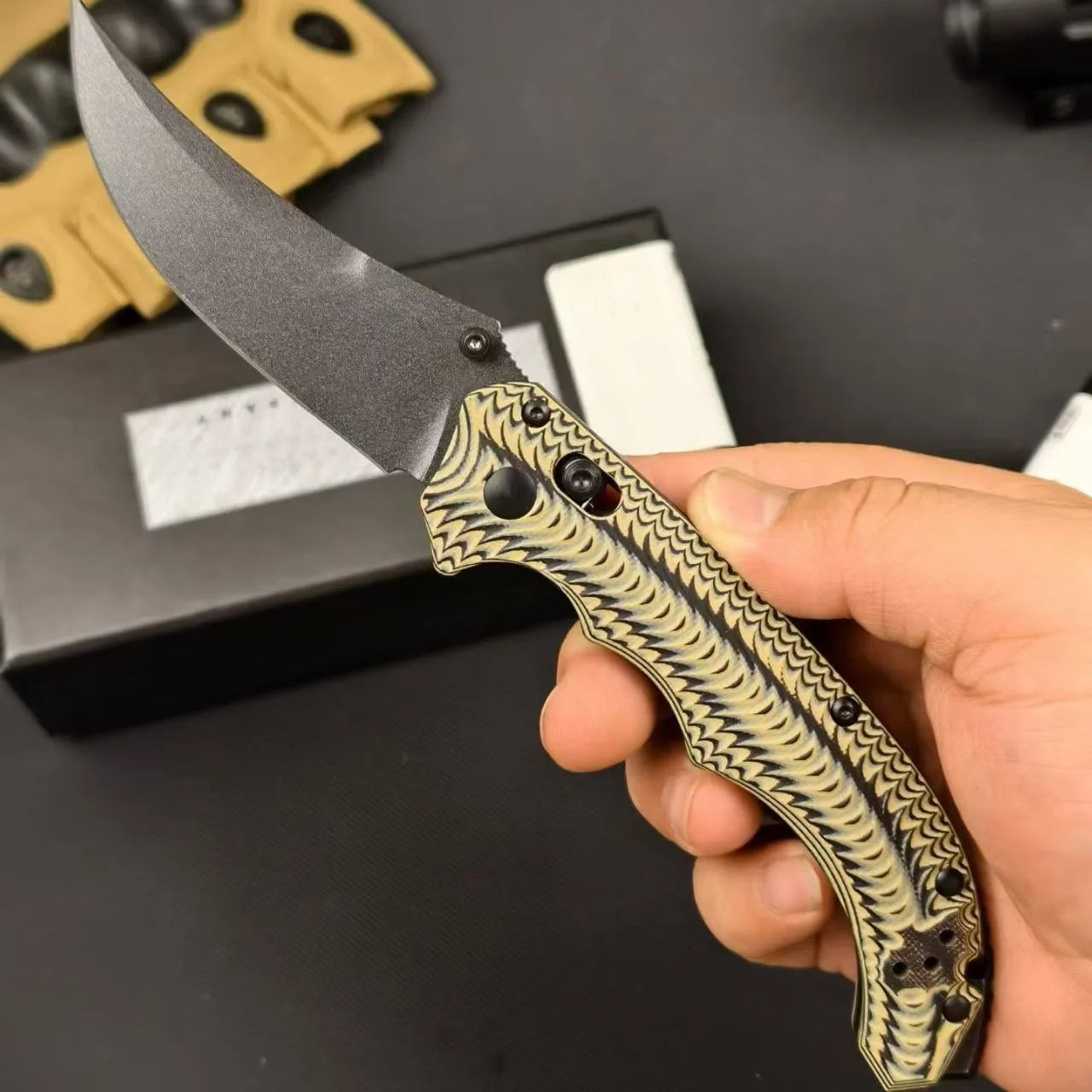 BM Mini Bedlam 865 Tactical Folding Karambit Knife D2 Steel Blade G10 Handle Portable EDC Utility Knife Outdoor Camping Survival Tool