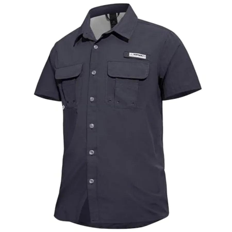 Haimont Men's Fishing Shirts Sun Protection Button Down Hiking Travel Camping Shirt Short Sleeve UV UPF50+ Top