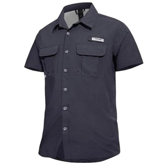 Haimont Men's Fishing Shirts Sun Protection Button Down Hiking Travel Camping Shirt Short Sleeve UV UPF50+ Top