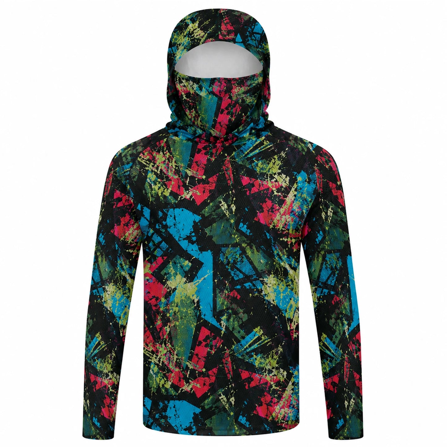 Men's Hooded Fishing Shirt with Face Mask UPF 50+ Sun Protection Long Sleeve Outdoor Performance Hoodie