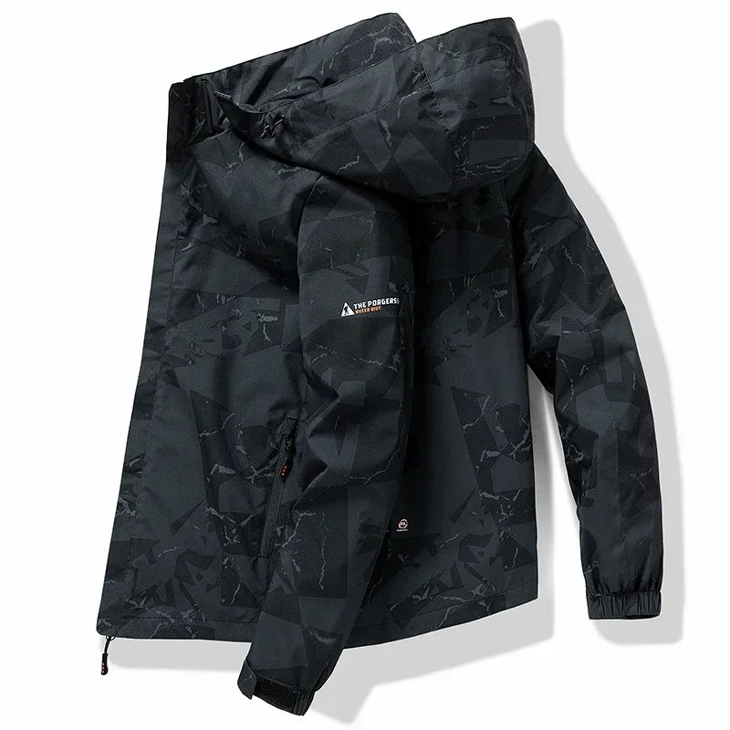 Hooded Hiking Jacket Men Outdoor Bomber Jackets Waterproof Windbreaker 2024 Spring Autumn Sports Casual Cargo Jackets Mens Coats