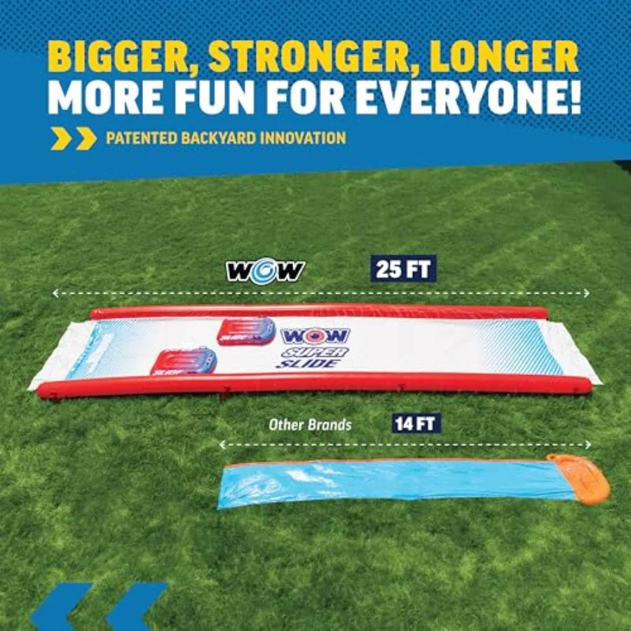 Super Slide Giant Backyard Slip and Water Slide with Sprinkler Extra Long 25 x 6 ft Blue PVC Water Slide for Outdoor