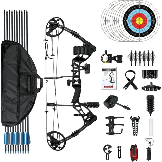 Compound Bow and Arrow Set 3070 Lbs Draw Weight 23.531 Draw Length Right Handed Bow for Adult 320 Fps Hunting Target Bow with A