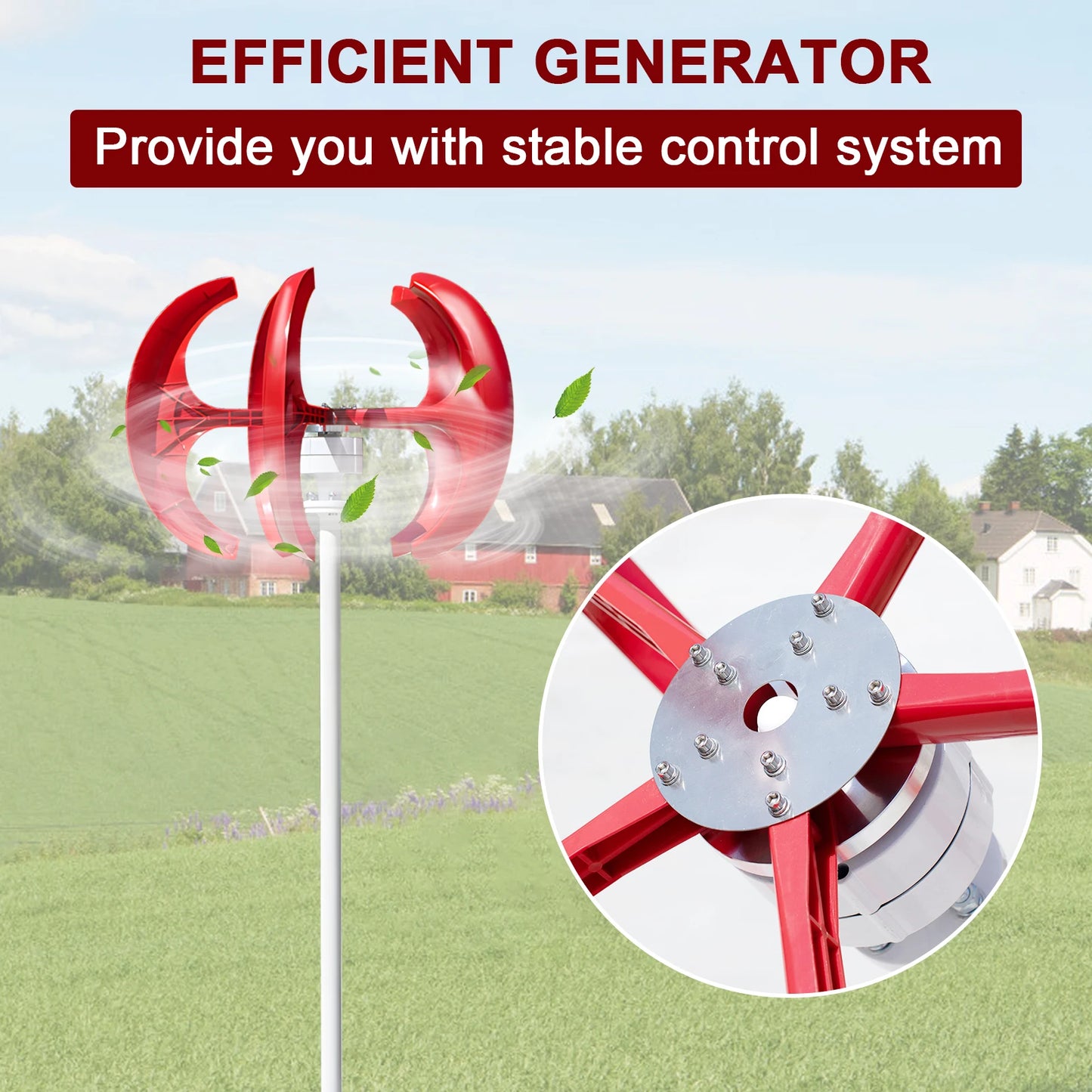 1000W 12V/24V Wind Turbines Generator, 5-Blade Lantern Wind Turbines Generator Kit,  Wind Electricity Producer Equipment