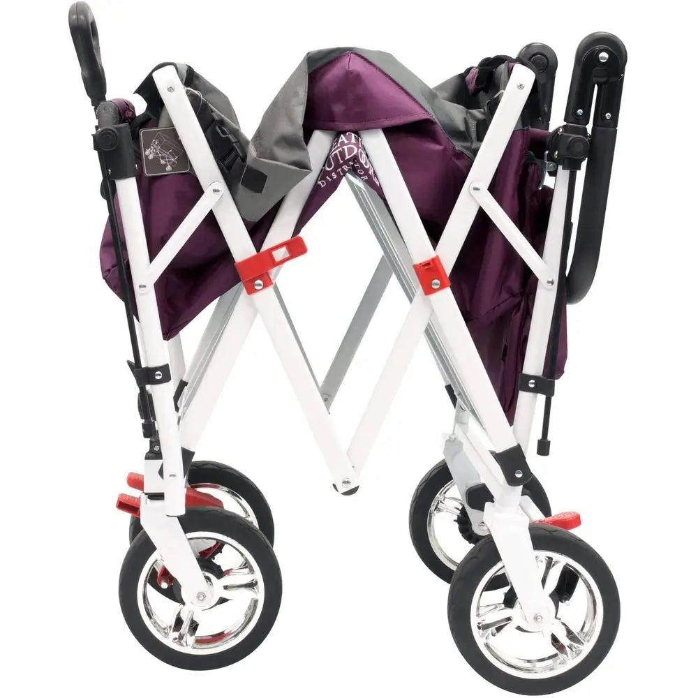 Outdoor Push Pull Stroller Wagon for Kids, 150lbs Weight Capacity, AllTerrain Collapsible Folding Cart with Canopy for Cargo, B