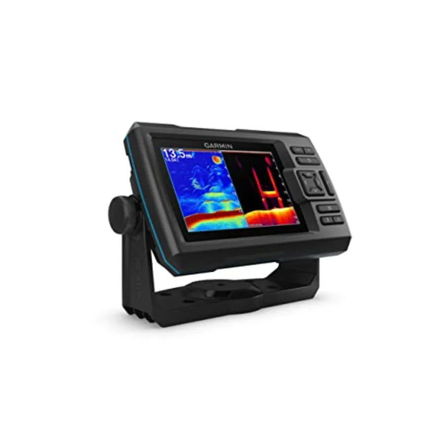 Fishfinder and sonar for fishing boats, PVC housing, vivid color display, easy-to-use 5-inch screen with scanning sonar palette