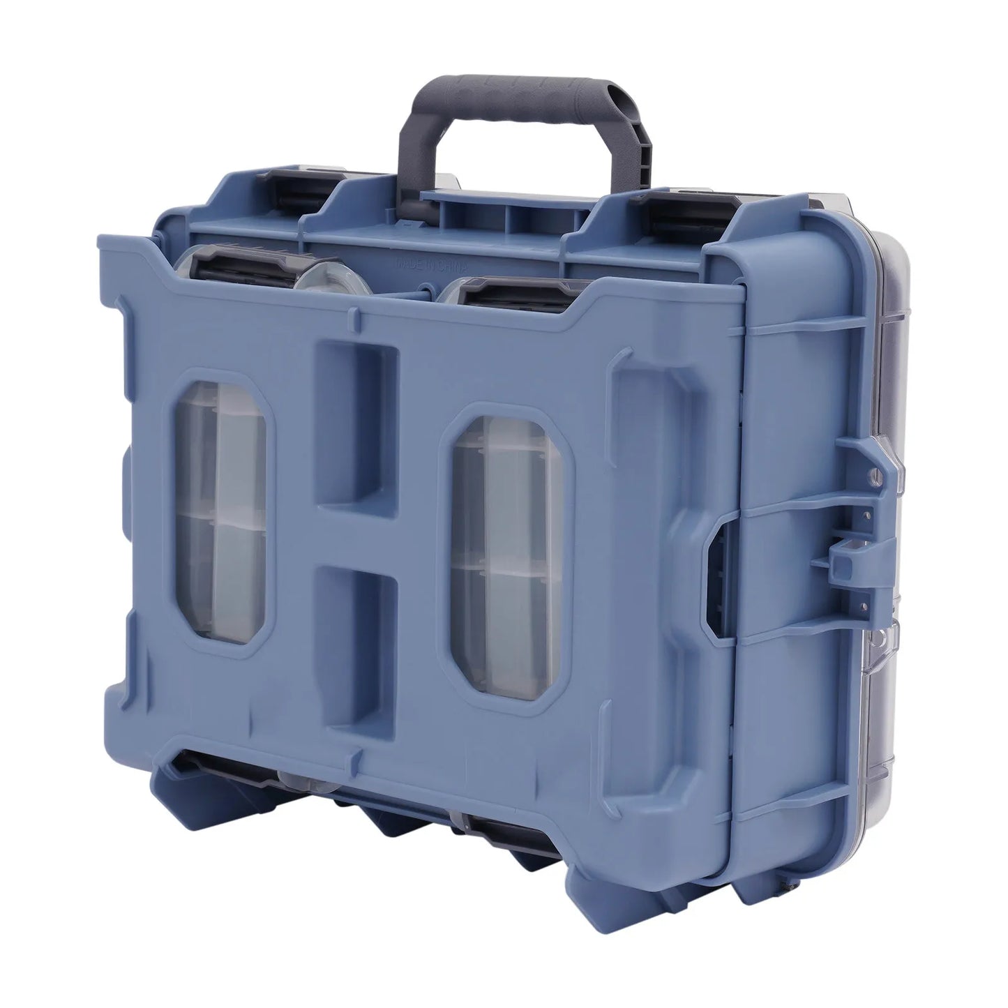 Blue Fishing Tackle Storage Box, Fishing Tackle Box, Fishing Tackle Box with Small Removable Tackle Tray, Suitable for Fishing, Camping, 36.5*29*17.5cm/ 14.37*11.42*6.89in