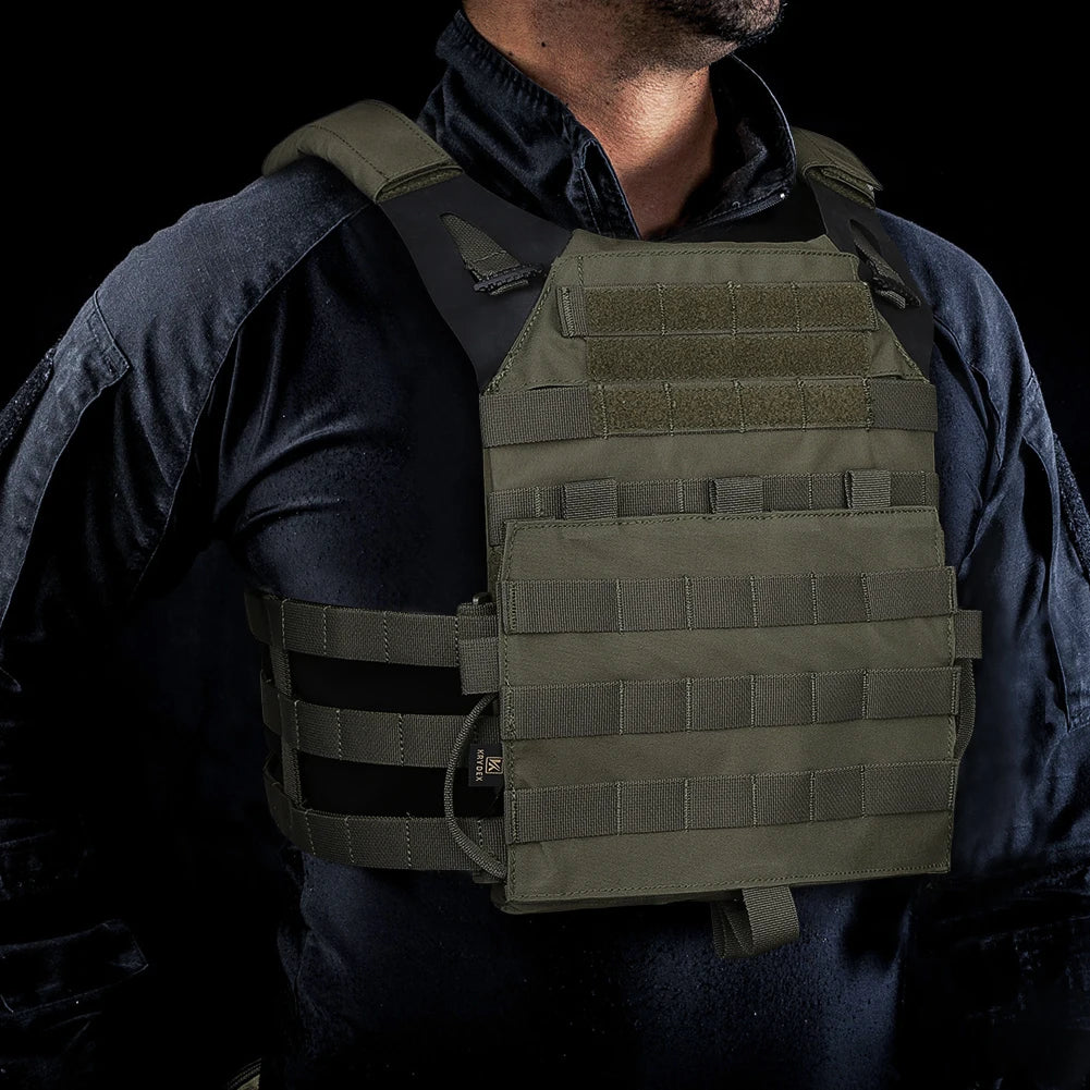 500D Nylon Tactical Vest Jumpable Plate Carrier MOLLE Front Flap Panel Backpack Hunting Ranger Green Camo Men's Vest