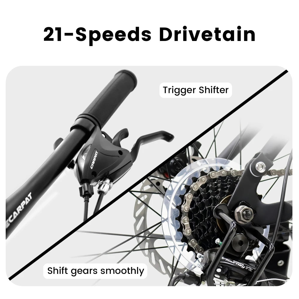 A2760  27.5 Inch Full Suspension Mountain Bike, Front and Rear Dual Shock Absorbers, Mechanical Disc Brakes, 21-Speed, Suitable for Men and Women, Ideal for Travel and Fitness Enthusiasts