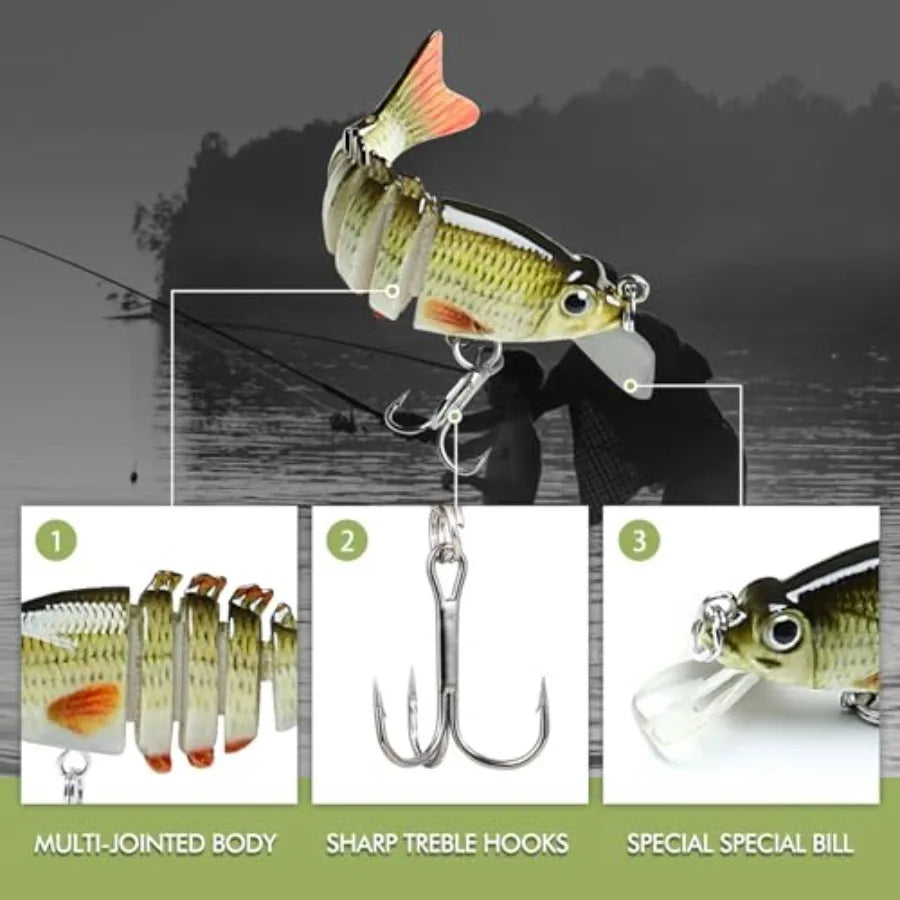 Swimmax Easy Catch Fishing Lures with BKK Hooks, Wiggling, Vibrating, Rattling and Gurgling for More Bites, Heavy-Duty Dyneema