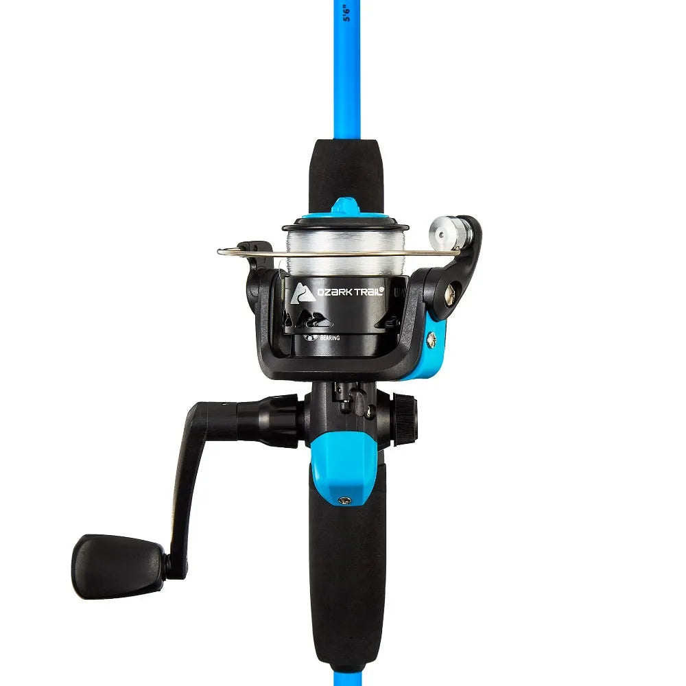 Fishing Rod and Reel Combo Spinning 5.6 Feet 2 Piece Blue for Adults Saltwater Freshwater