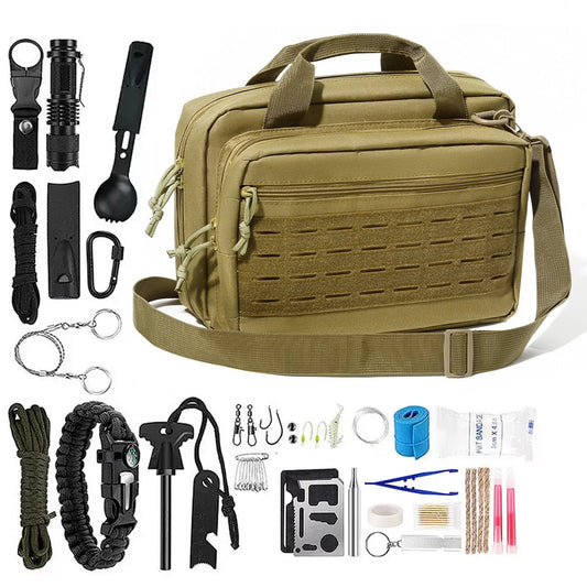 600D Oxford Cloth Tactical Handgun Bag Multiple Pockets Shooting Range Bag Tactical Handbag for Outdoor Hunting Shooting Range