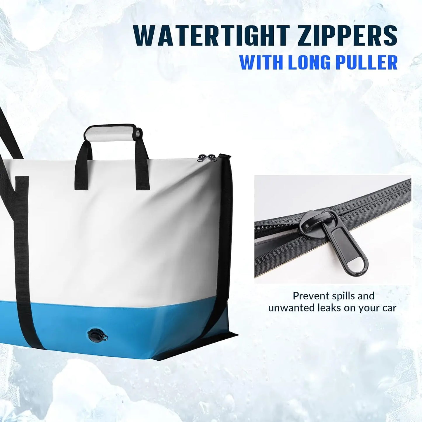 Insulated Fish Cooler Bag 60x20x9in, Waterproof Fishing Kill Bag with Smooth Zipper, Keeps Ice-Cold & Fresh Over 48H