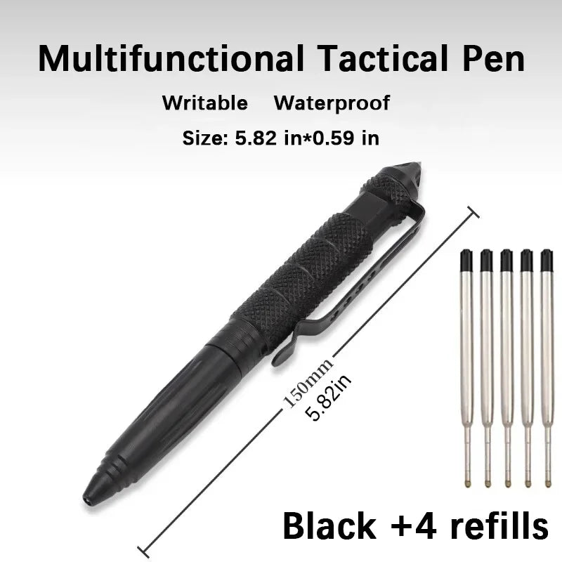 Multifunctional Tactical Pen Outdoor Portable Tungsten Steel Protective Window Pen Men's Women's Wolf Pen Body Pen