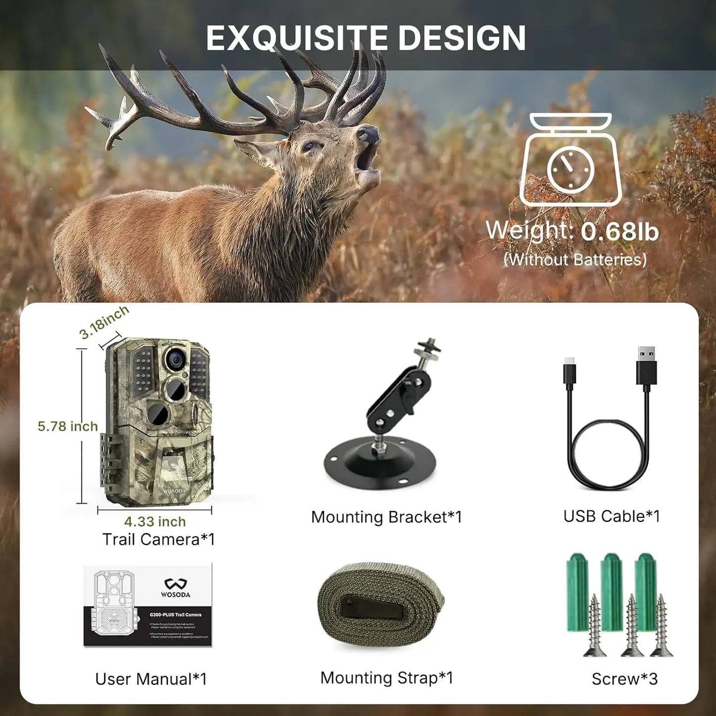 36MP 1920P Trail Camera,Game Camera with Night Vision Motion Activated 0.2s Trigger Time120°Wide Sensor Deer Cam Waterproof with