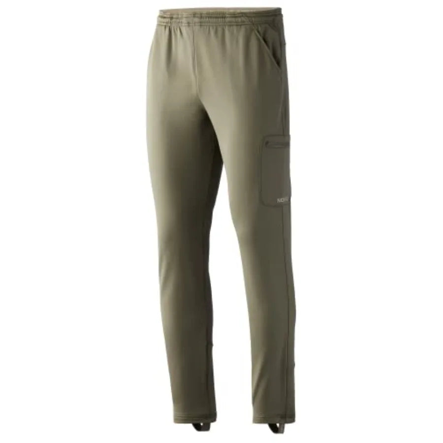 Men's utility wader pant for fishing, mid-weight fleece with stirrups, black, water-resistant and durable