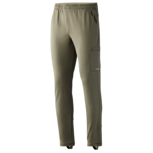 Men's utility wader pant for fishing, mid-weight fleece with stirrups, black, water-resistant and durable
