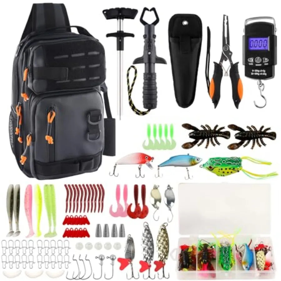 Fishing Backpack with Tackle Boxes, Fishing Tool Kit, Lightweight Outdoor Water-Resistant Fishing Shoulder Bag with Rod Holder