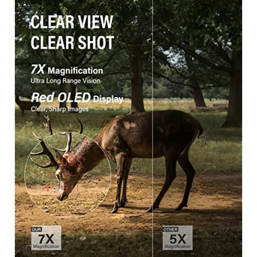 Hunting Range Finder 1400/2000/3000 Yards with Slope 7X Magnification Red OLED Display BRD Mode Angle Compensation Scan Waterpr