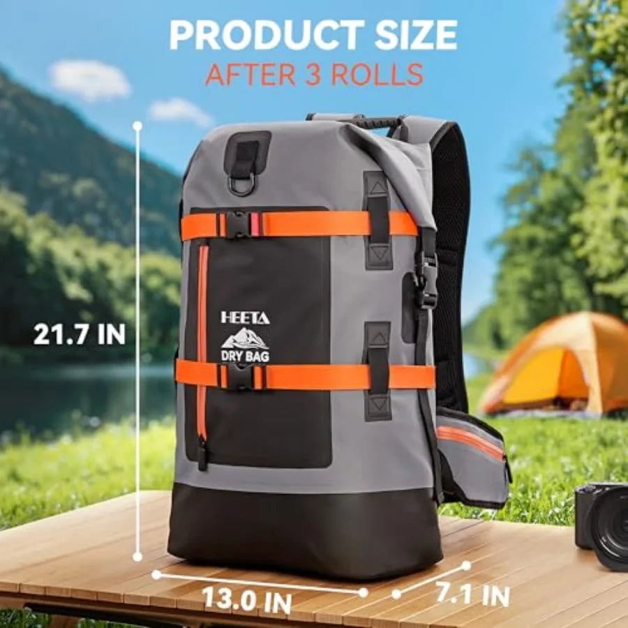 Dry Bags Waterproof Backpack 40L for Men and Women, Roll Top Heavy Duty Cushioned Hiking Backpack for Kayaking Boating Paddle B