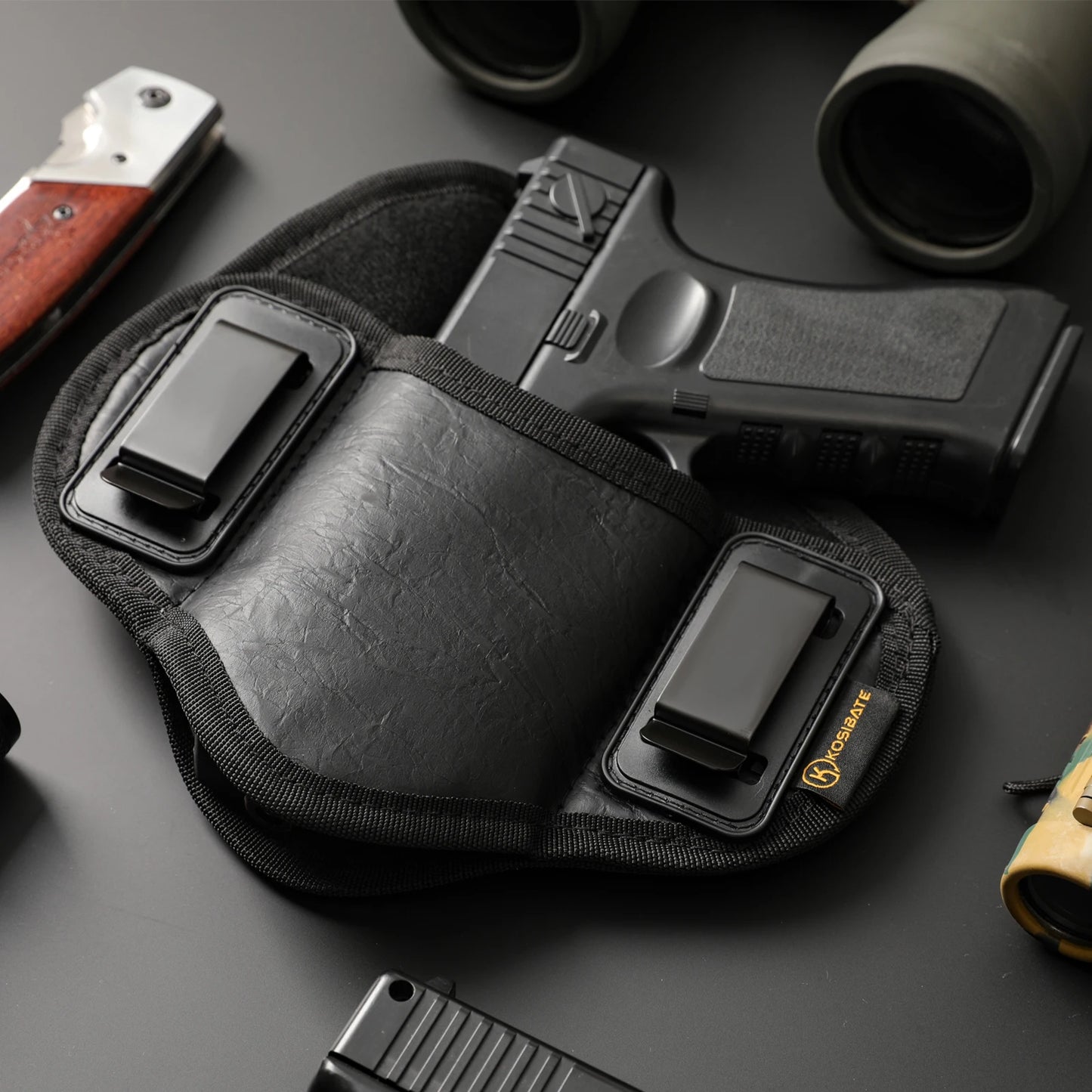 2PCS Tactical Holster Concealed Carry Belt Metal Clip IWB OWB Airsoft Gun Bag Universal Pistol Holder