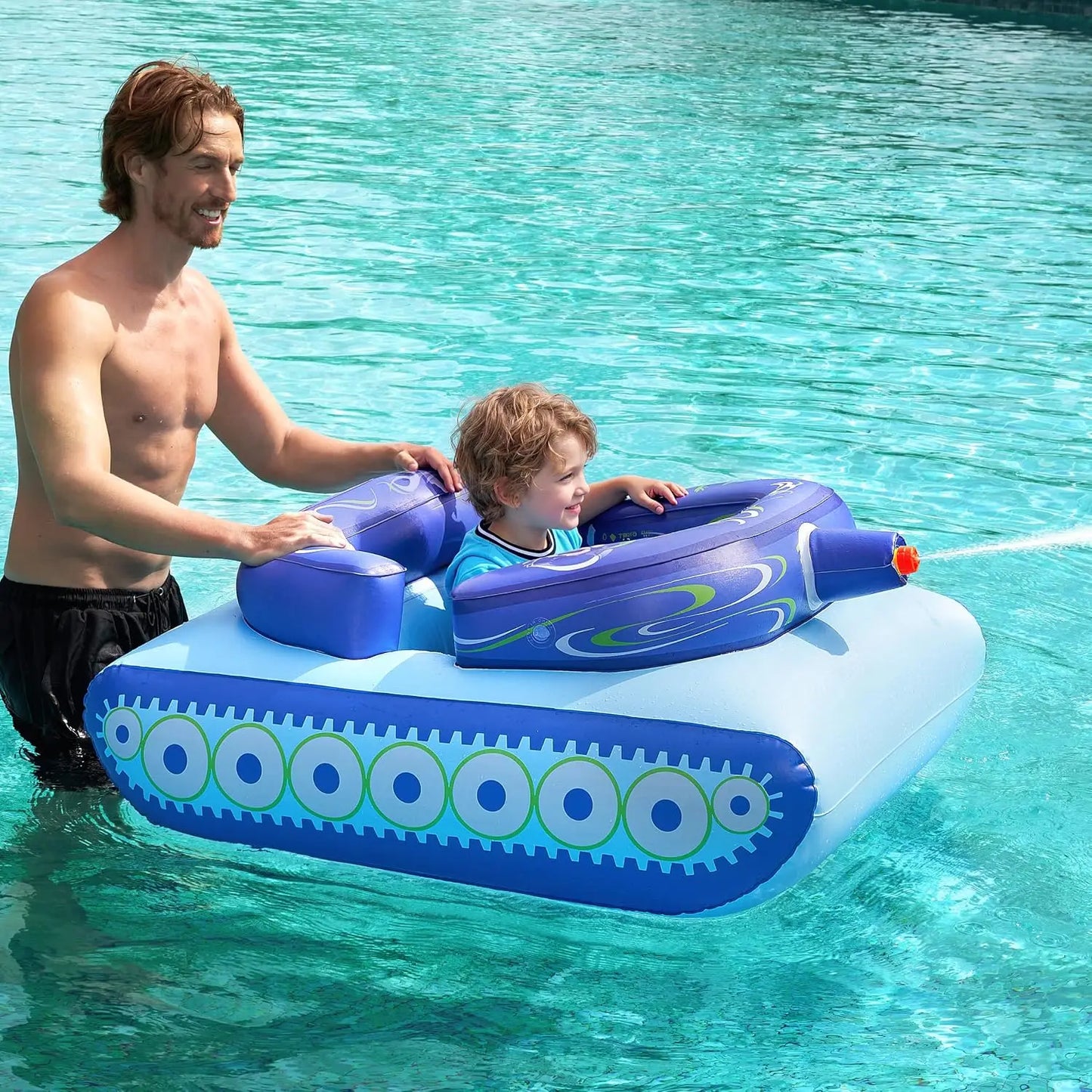 Altrek Store SLOOSH Inflatable Tank Pool Floats Kids, Pool Floaties Swimming Tank with Water Gun, Water Fight Toys, Inflatable Battle Fun for Summer