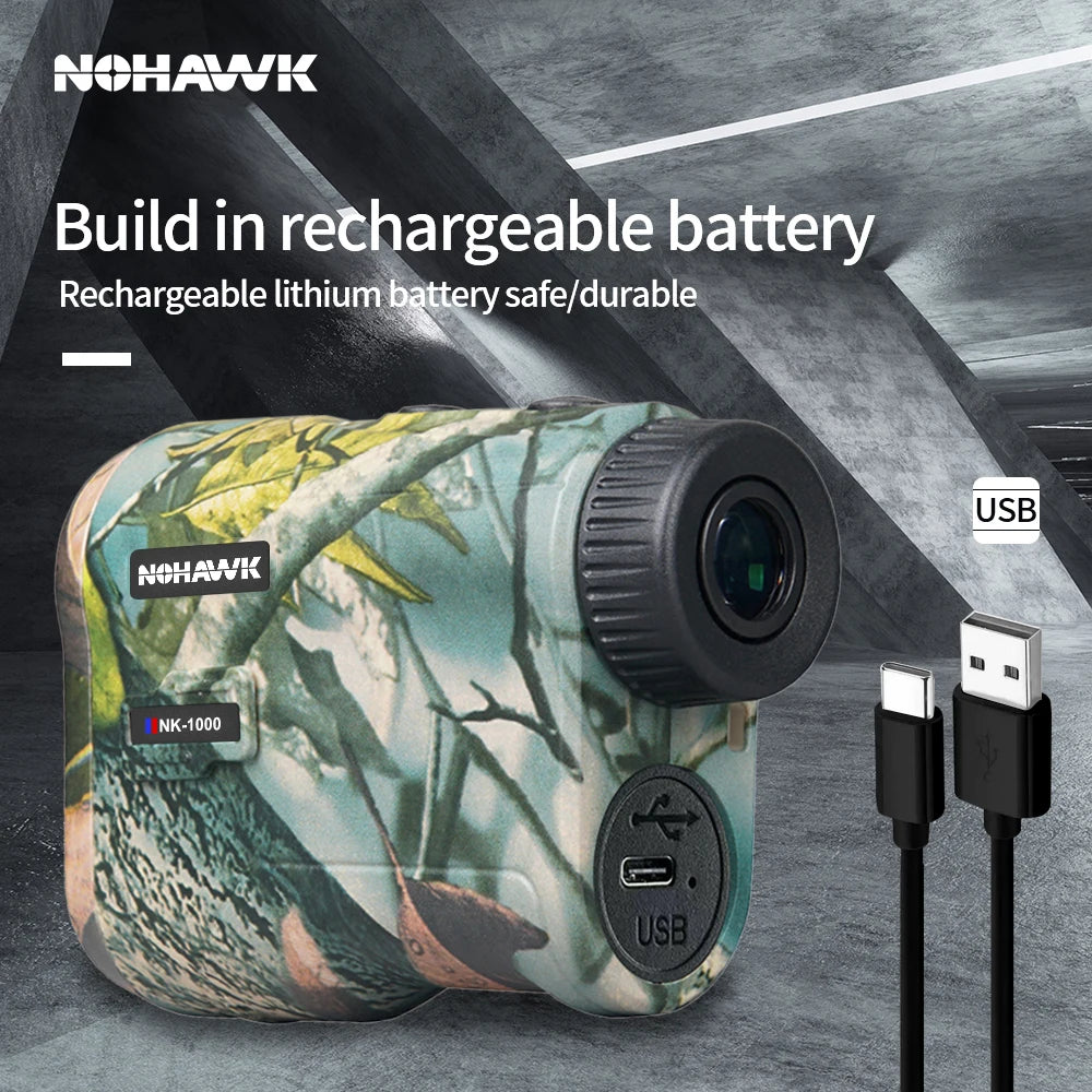 NOHAWK Hunting Rangefinder, 1000M/Yds,  6x Range Finder With Angle, Speed Distance Measurement, Scanning for Hunting