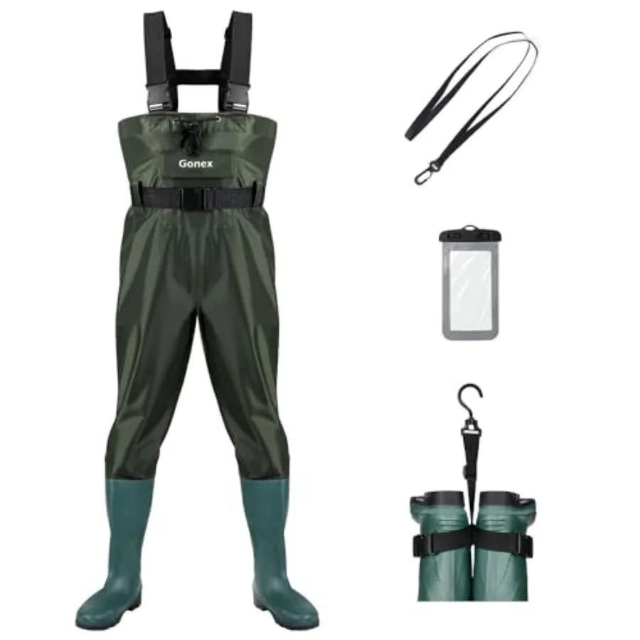 Chest Waders Hunting Fishing Waders for Men Women Waterproof 70D Nylon Wader for Duck Hunting Fishing Green, Sizes