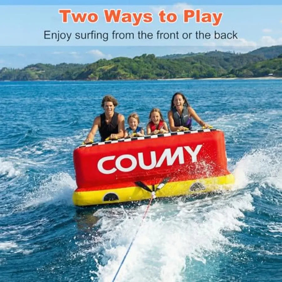Towable Tubes for Boating Pull Behind Inflatable Tube with Heavy-Duty Thick Nylon Cover in Blue for Summer 1-4 Person Water Spo
