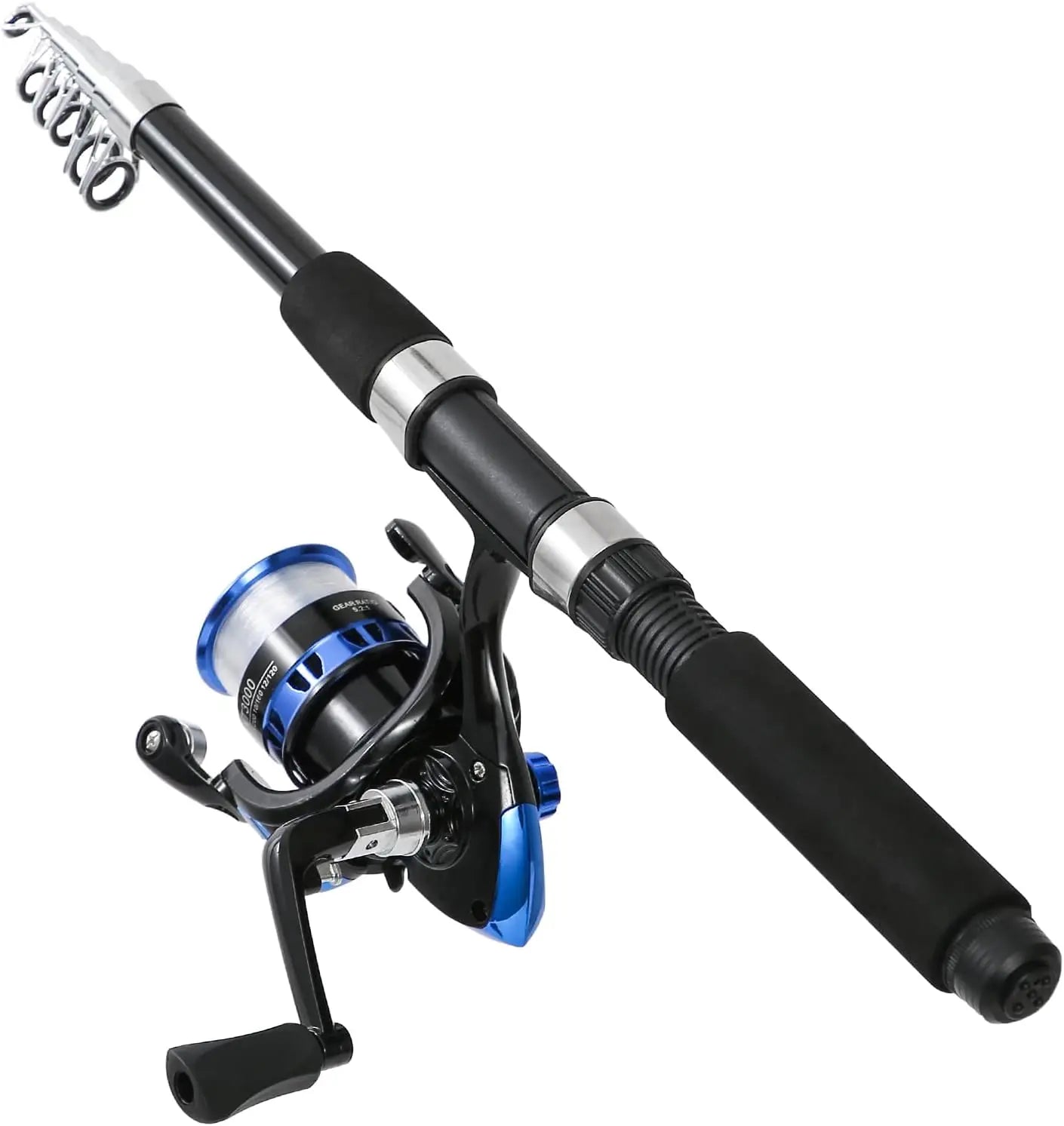 2-Piece Telescopic Fishing Rod & Reel Combo with Pliers, Lip Gripper & Carrier Bag, Pre-Loaded Spinning Reels, 6.9ft Each