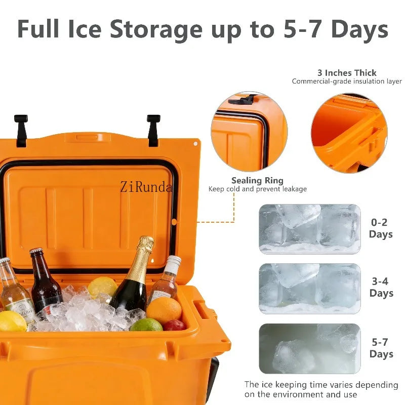 25QT Portable Cooler, Insulated Hard Cooler with Bottle Opener, Cup Holder, Forming Ruler, 5-7 Day Ice Retention, Travel, Beach, Camping, Fishing
