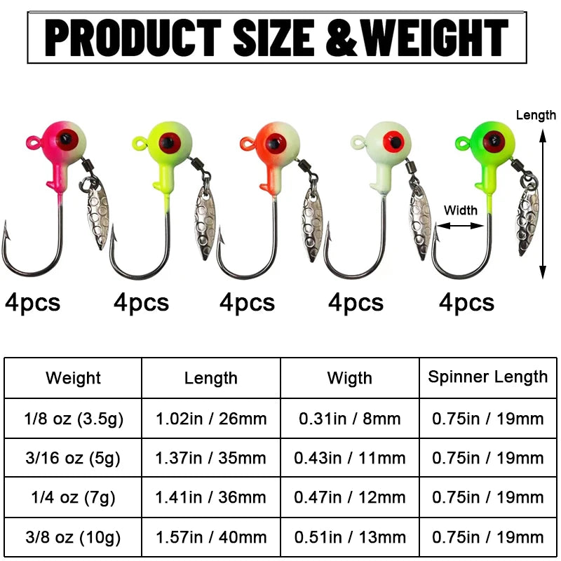 50pcs Round Ball Crappie Jig Heads Hook With Double Eyes Bass Trout Freshwater Saltwater Fishing Lure