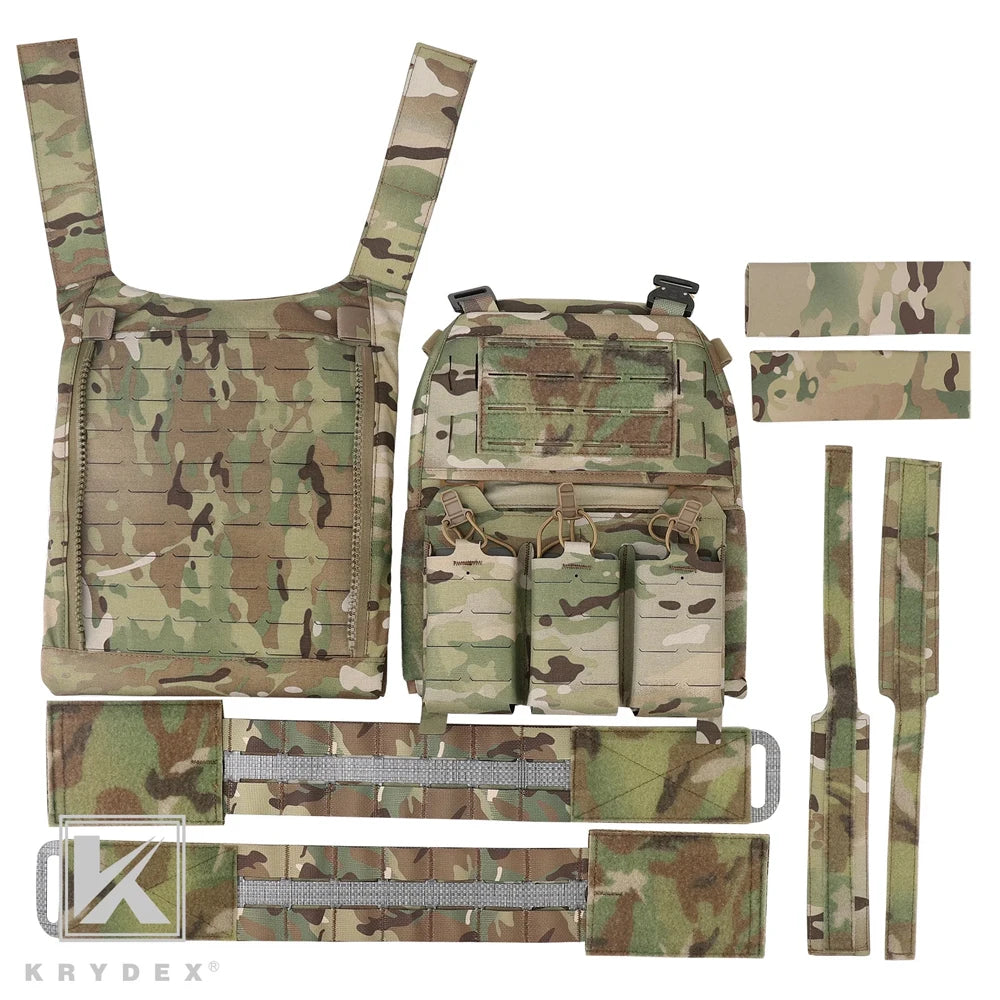 KRYDEX Tactical FCPC V5 Plate Carrier Vest Tegris Cummerbund 5.56 Triple Magazine Pouch Cobra Shoulder Buckle Airsoft Men Vest
