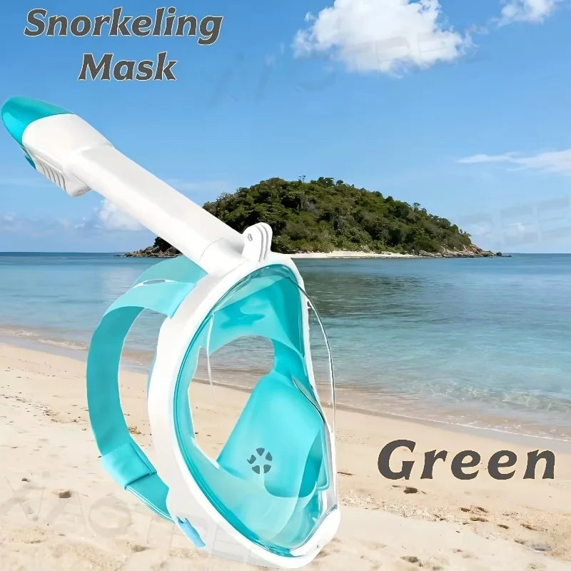 Underwater Snorkeling Full Face Children Swimming Mask Set Scuba Diving Respirator Masks Anti Fog Safe Breathing for Kids Adult
