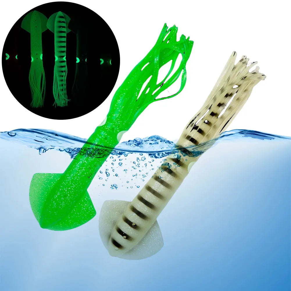 5Pcs 30cm Fishing Soft Lures Luminous Octopus Sea Fishing Wobbler Fishing Soft Bait Silicone Squid Bait