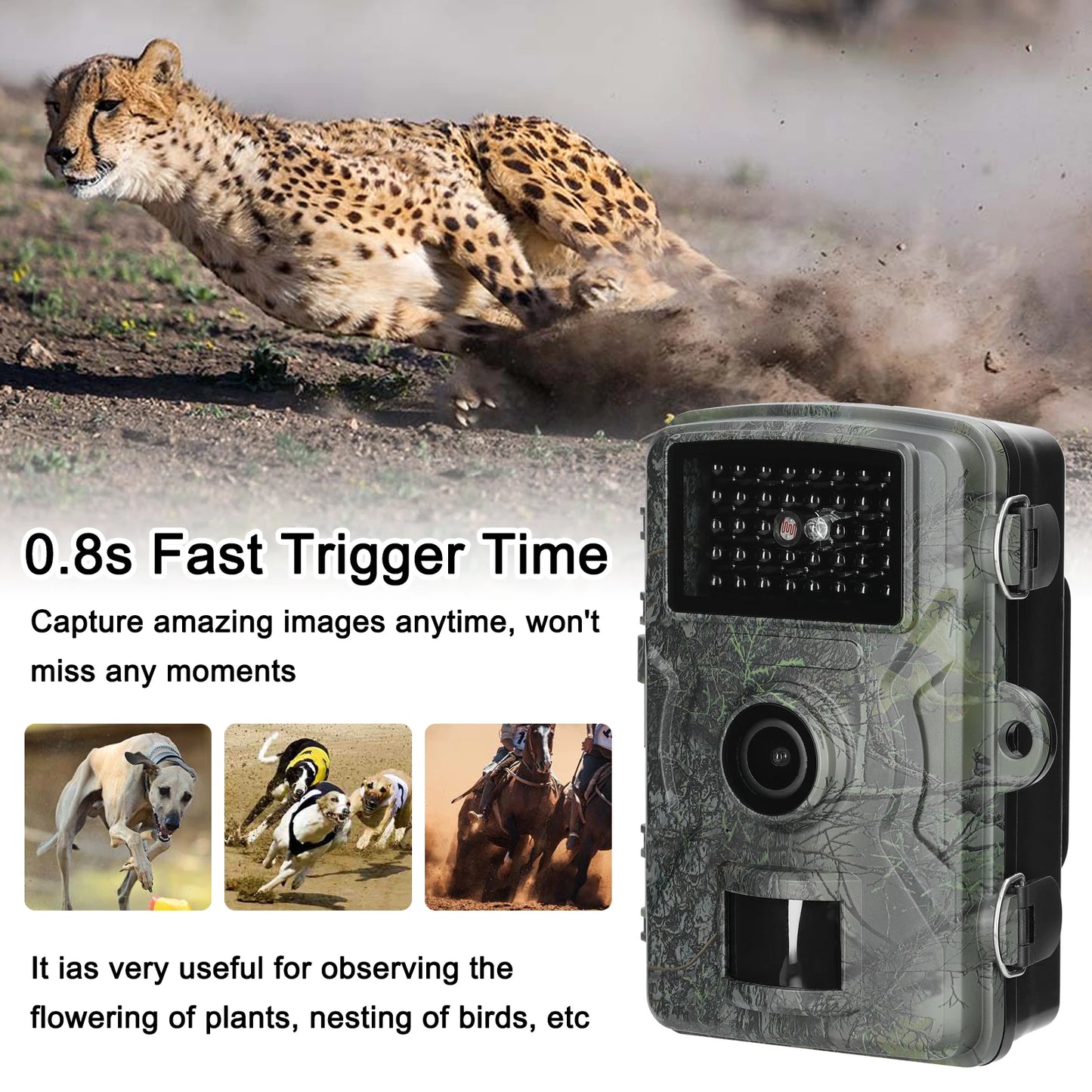 16MP 1080P Portable Day Night Photo Video Taking Trail Camera Multi-function Outdoor Huntings Observation Camera IP66 Waterproof