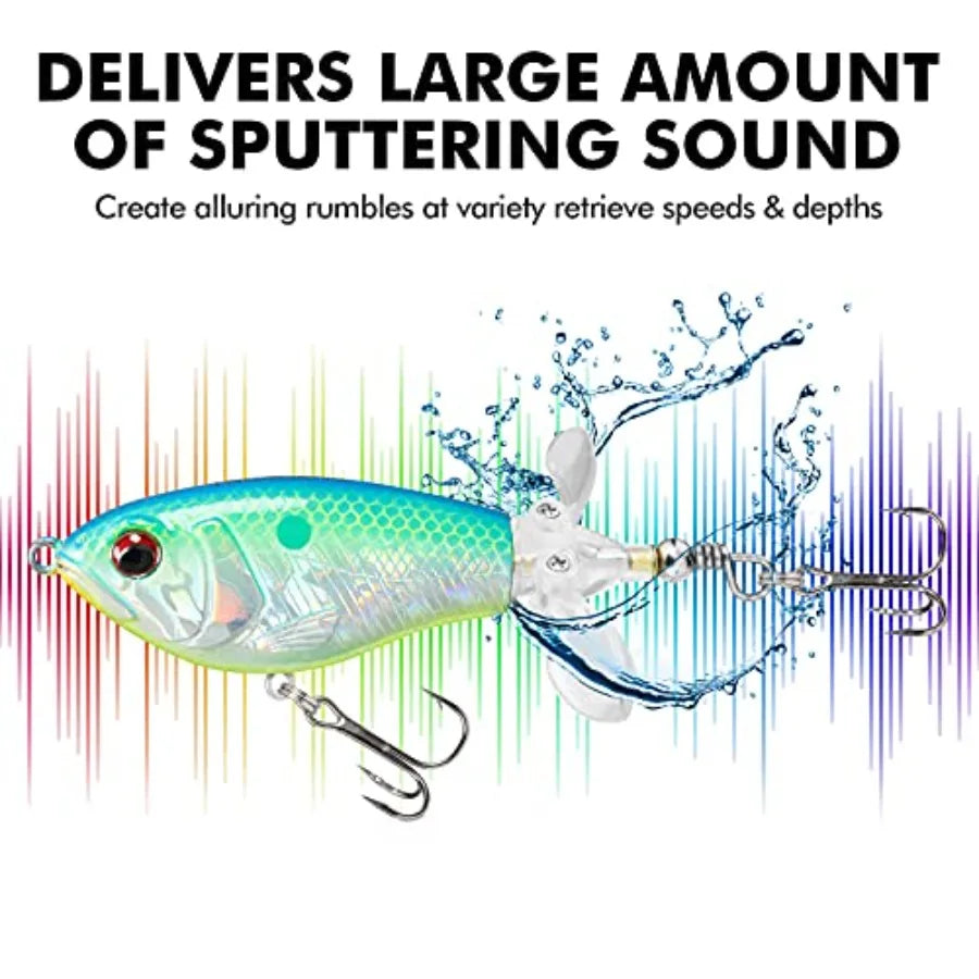 Popobait Easy Catch Fishing Lures with BKK Hooks, Instant Startup, Longer Cast, Balanced Spray/Sound/Swim, Plopper Topwater Lur