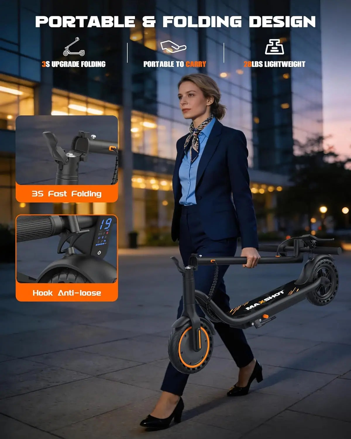 2026 New 8.5‘’ Electric Scooter Solid Tire 350W 19mph APP Smart Control 4 Speed Modes Foldable E-Scooter 16miles Max Range for Campus Commuting
