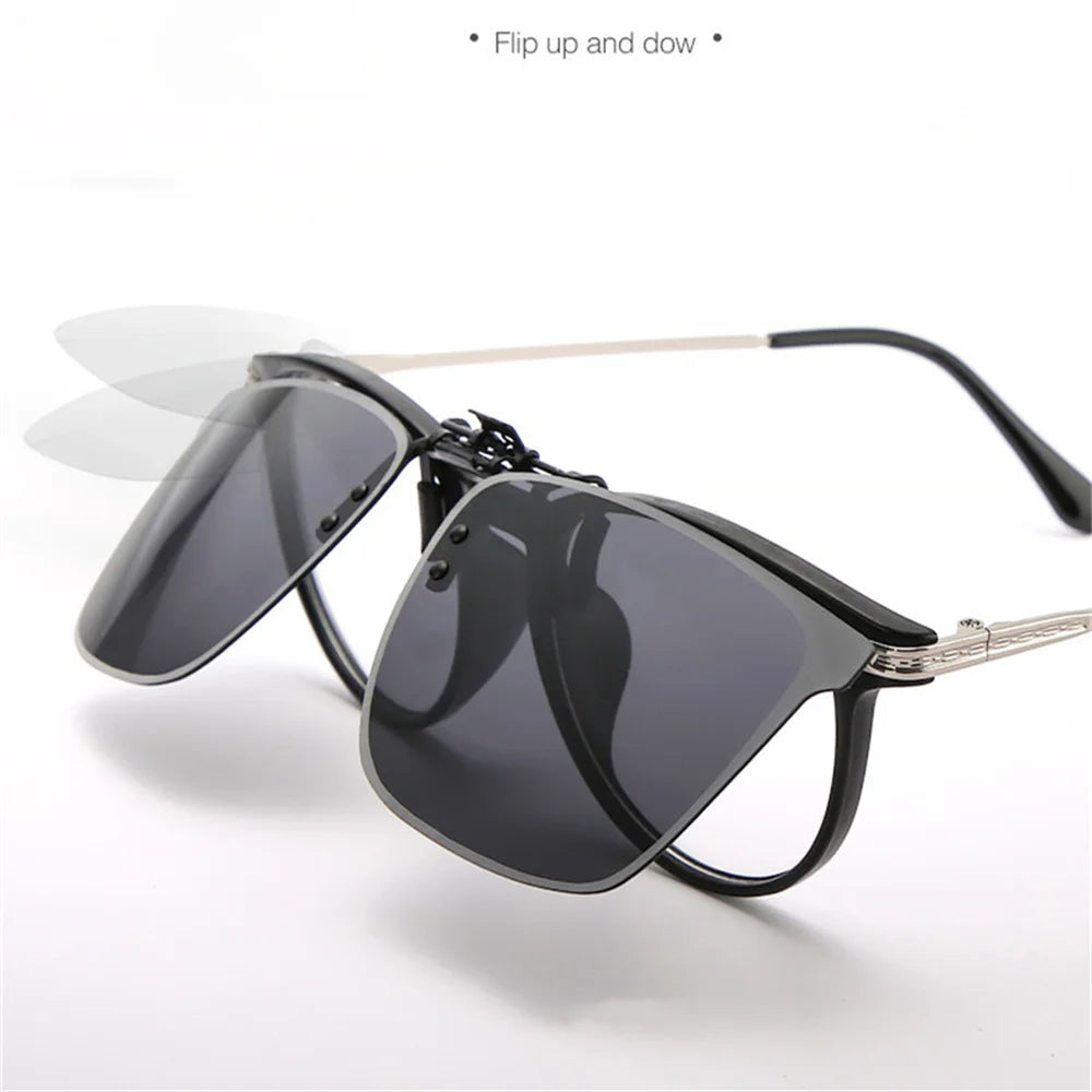 Polarized Clip Sunglasses Myopia Glasses Clip Driver Outdoor Fishing Night Vision Myopia Clipon Sun Shading Eyeglasses